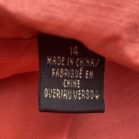 DANA Buchman Jacket Silk Dupioni Linen Blend Bright Coral Shoulder Pads Size 14 - Picture 8 of 13